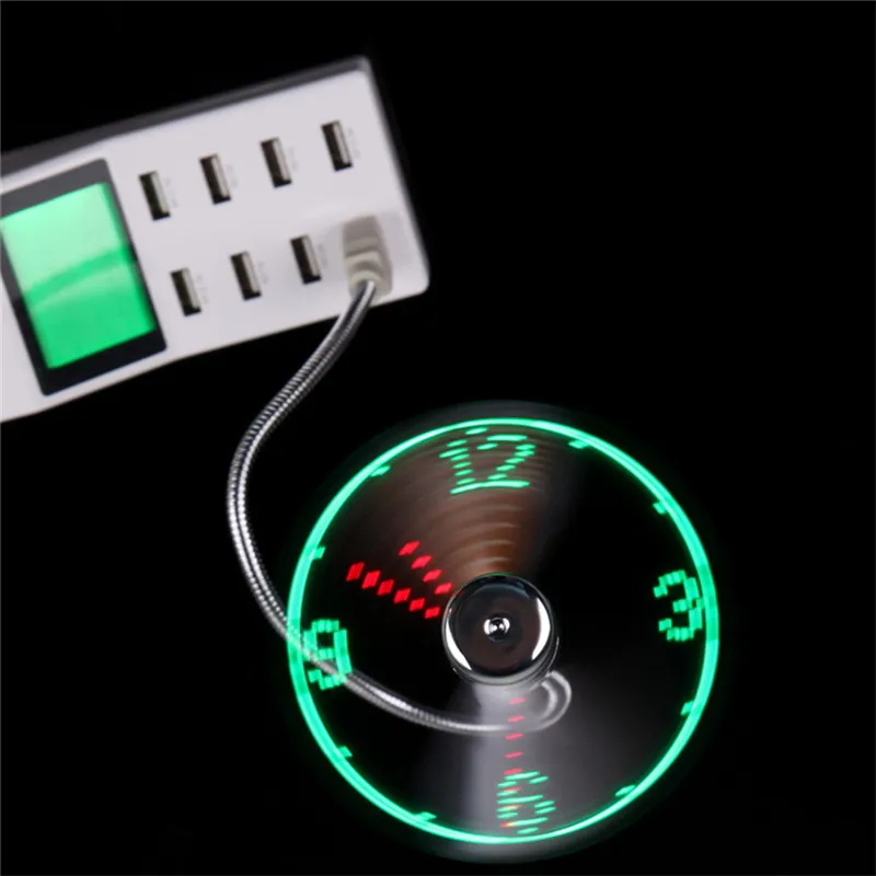 Duurzaam Verstelbare Gadget Flexibele LED Light USB Fan Time Clock Desktop Clock Cool Gadget Time Display Hoge kwaliteit