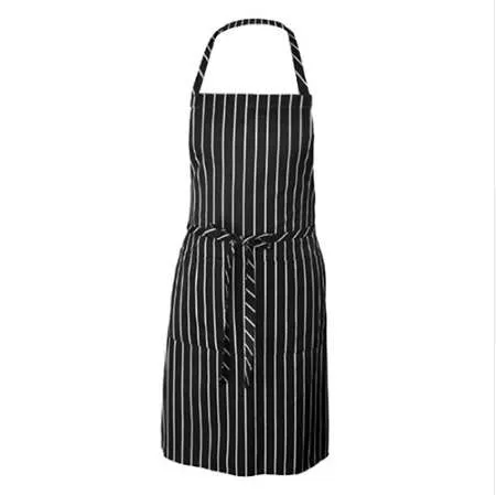 Homens Ajustável Adulto Black Stripe Avental com 2 bolsos Chef Garçom Cozinheiro