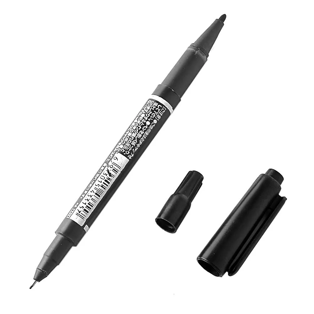10 stks Tattoo Pen Dual-Tip Skin Marker Piercing Markering Chirurgische Scribe Tatoo Skin Marking Scribe Pen Piercing Tool Top Black Oil Ink Qualit