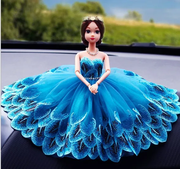 Cute Lace Peacock Pink Wedding Car Decorations 2024 Car Interior Decor ...