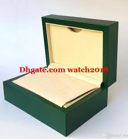 Lujo Super Calidad Top Reloj de lujo Marca Verde Caja original Papeles Regalo para hombre Relojes Cajas Bolsa de cuero Tarjeta 0.8KG Para caja de reloj Rolex