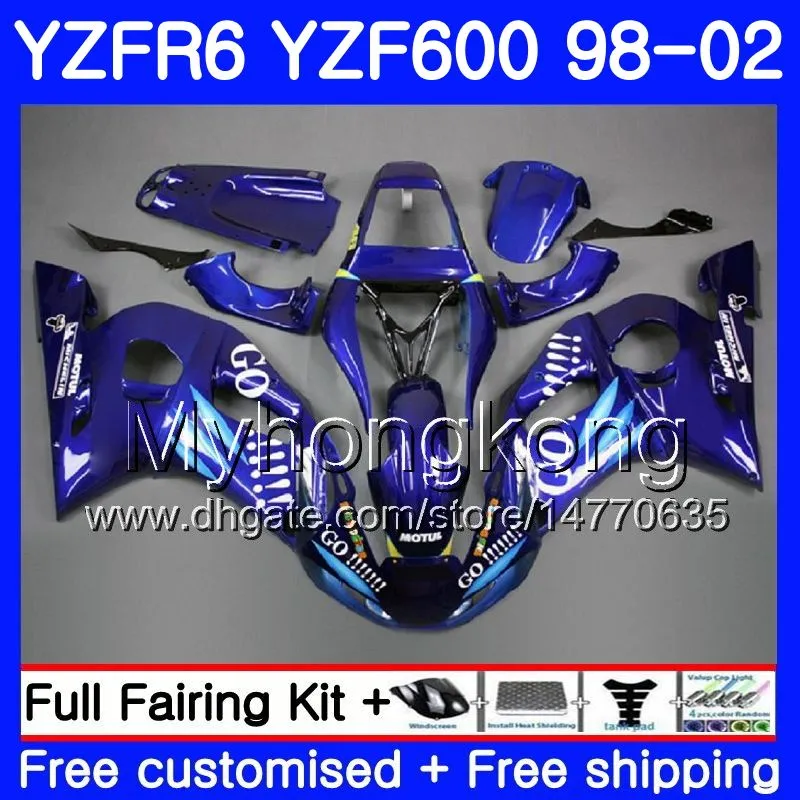 Carrosserie voor YAMAHA full Blue Go !!!! YZF R6 98 YZF600 YZFR6 98 99 00 01 02 230HM.22 YZF 600 YZF-R600 YZF-R6 1998 1999 2000 2001 2002 Stroomlijnkappen