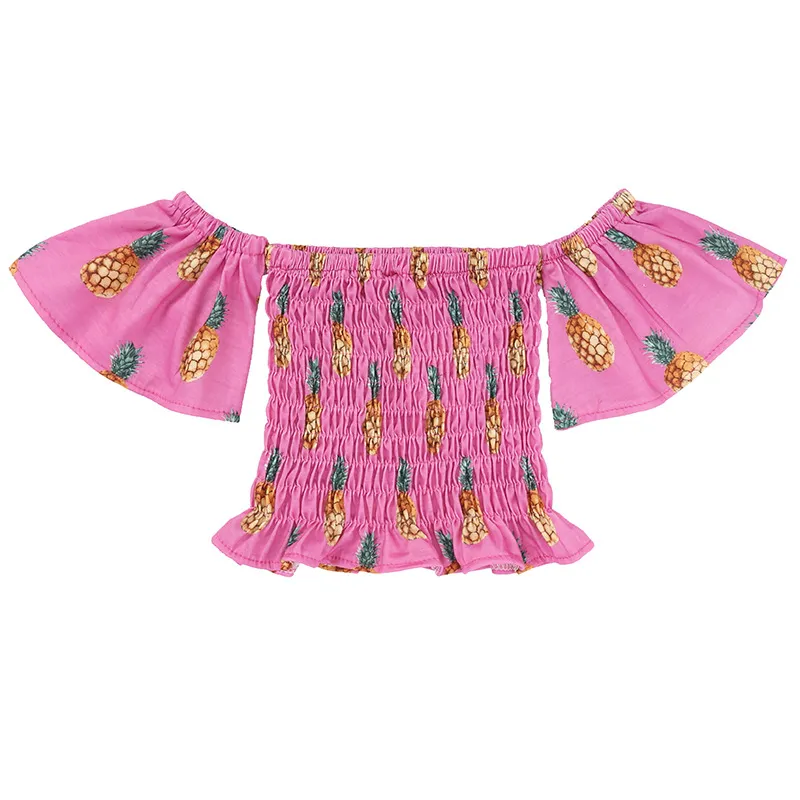 2018 Nouveau Bébé Filles Mode Ensemble Ananas Imprimé Tops Chemise + Denim Shorts Tenues Enfants Vêtements Mignon D'été Bébé Filles Vêtements Ensemble