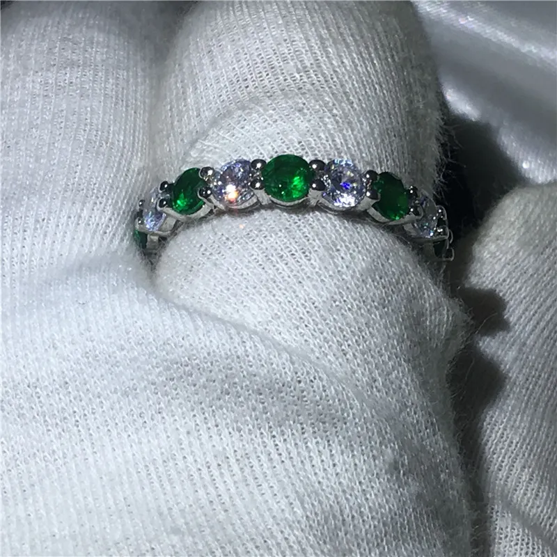 Eenvoudige Fashio Vrouwelijke Infinity Ring 925 Sterling Zilver Groen 5A Zirkoon Cz Engagement Wedding Band Ringen Voor Vrouwen Bruids sieraden