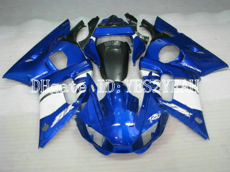 Motorcykel Fairing Kit för Yamaha YZFR6 98 99 00 01 02 YZF R6 1998 2002 YZF600 ABS Blue White Fairings Set + Gifts YM05