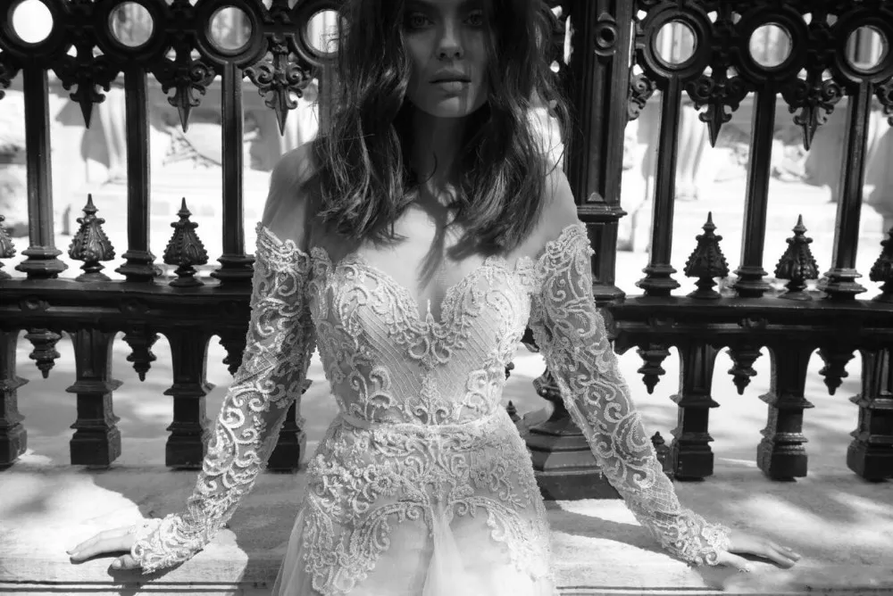 디자이너 Liz Martinez Sheesh 오프 숄더 웨딩 드레스와 Appliques Floral Boho 2018 luxury 아랍어 국가 vestido de novia Bridal Gown