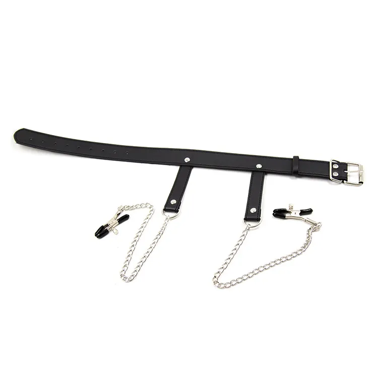 BDSM PU Leather Dog Collar Slave Bondage Belt Metal Nipples Clamps Fetish Erotic Sex Products Adult Toys For Women And Men HS342295470