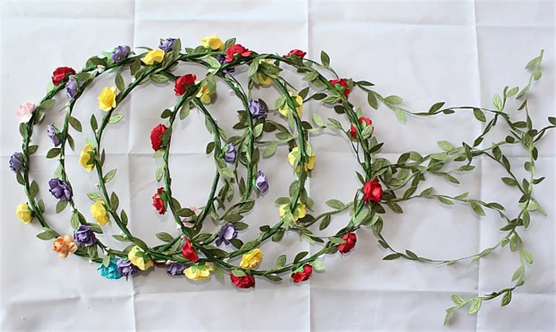 Ghirlanda di fiori in rattan con testa di ragazza da sposa nuziale, ghirlanda di testa di fiore delle Hawaii, ghirlanda bohémien, fasce capelli bohémien TO432