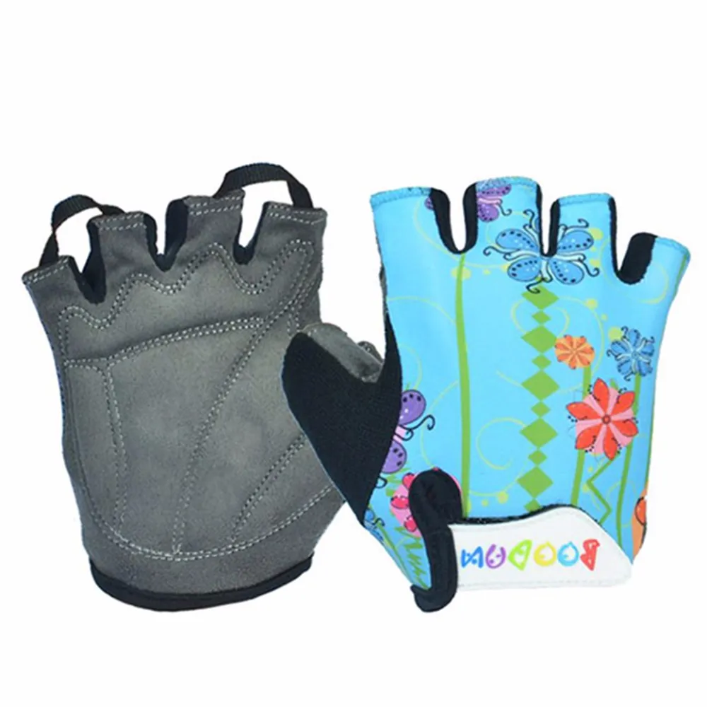 Marque Enfant Cyclisme Dessin Animé Gant Fleur Imprimé Demi Doigt Antichoc Sports En Plein Air VTT Vélo De Route Gants De Vélo Pour Enfants Enfants Garçons Spaidman Grov