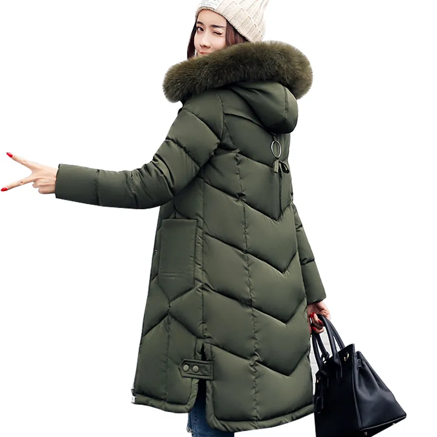 Women jackets 2018 Fur Hooded Jacket for women Padded Cotton Down Winter Coat women Long Parka Womens Coats Clothing Plus size C18110601