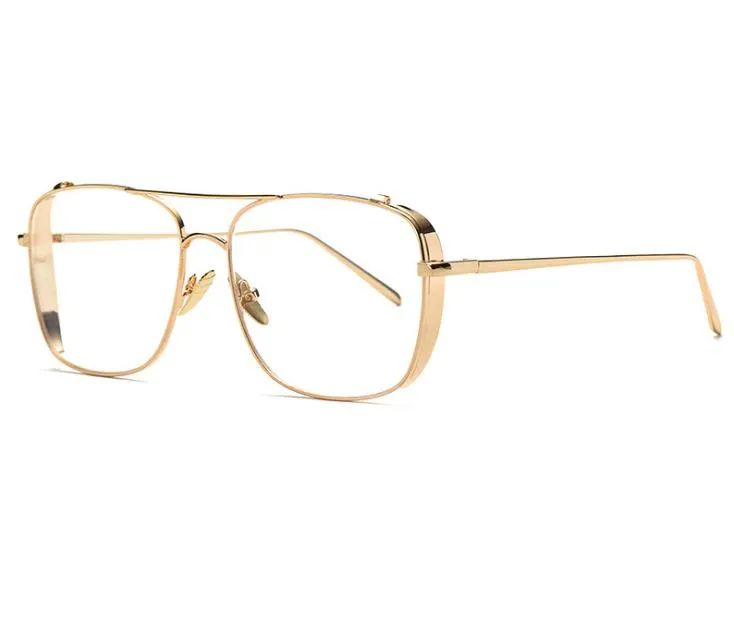 Märke Designer Men Glasögon Ram Myopia Glasögon Optisk Glasögon Kvinnor Vintage Big Spectacle Ramar Metallglas för receptlinje med låda