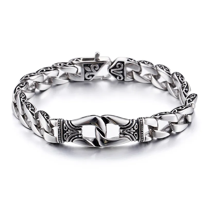 22.5cm (8.8 inch) 15mm New Fashion Stainless Steel Biker Link Chain Bracelet Women Mens Gifts on sale