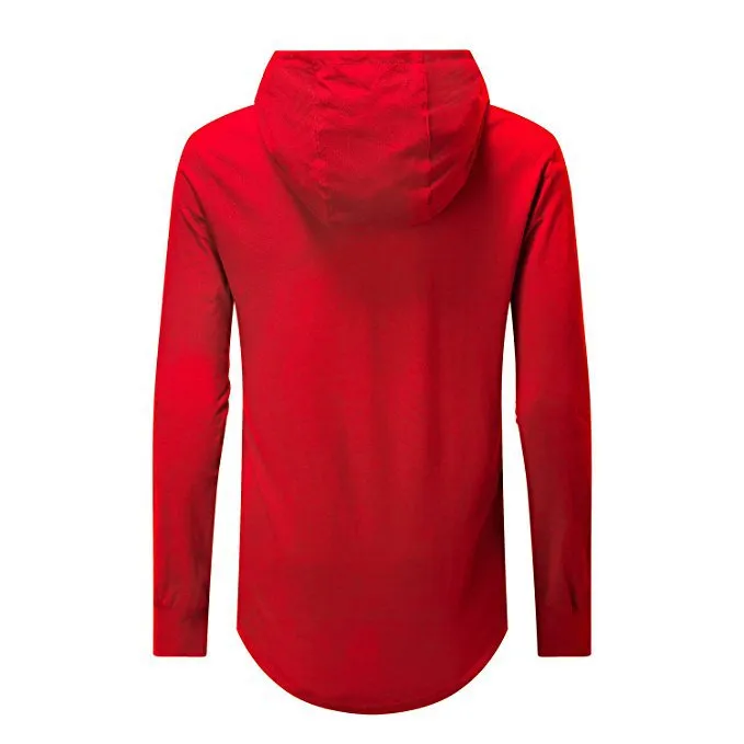 Taille S à 2XL hommes pull à manches longues à capuche col rond hauts amples T-shirt revers noir rouge T-shirt pour hommes