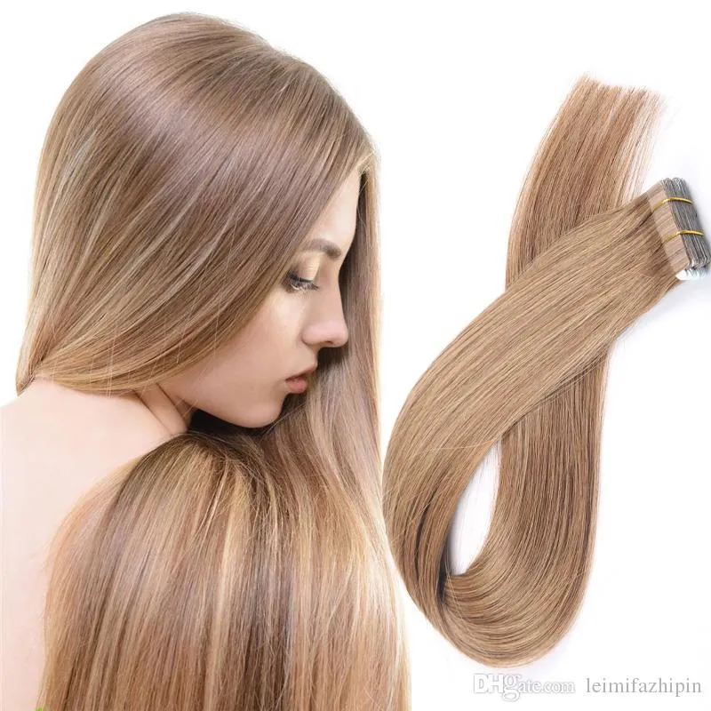 Resika 20 pcs lote fita de alta qualidade em extensões de cabelo 16-24 polegada straight pu pele de pele de pele 10 cores frete grátis fábrica Price