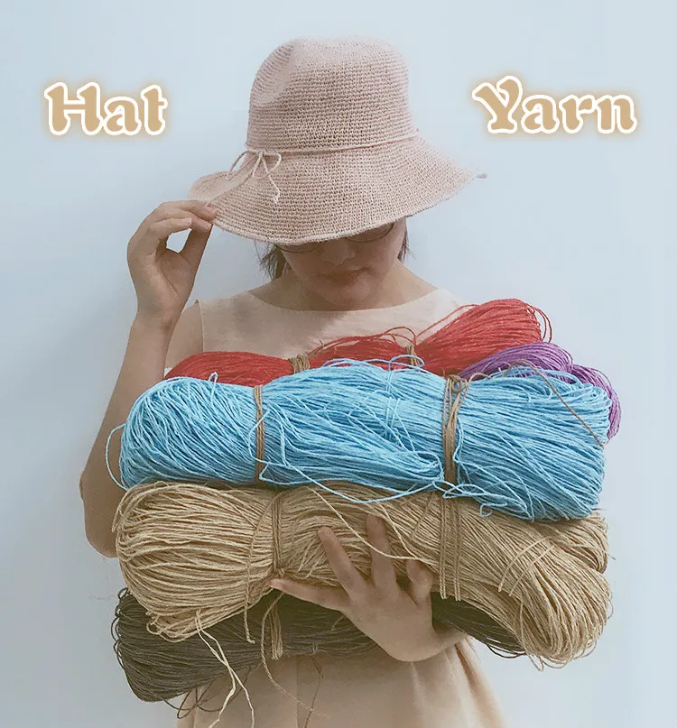 Hot Summer Hat Пряжа 500 г / лот 100% Соломенная Органическая Пряжа Шляпа Вязание крючком Пряжа для Шляп ручной работы Сумки Корзины Ручной Работы