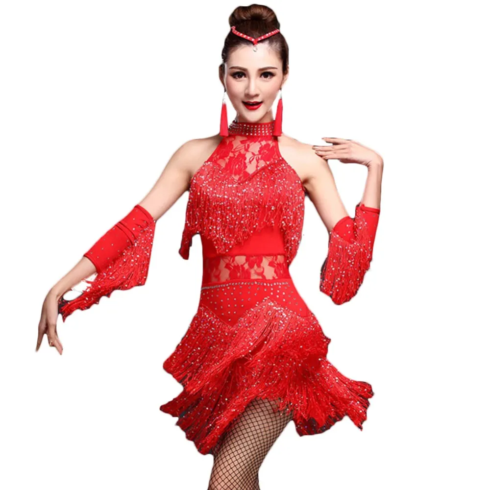 2018 Fringe Roaring 20'S 1920 Era Latin Dress&HandSleeve Salsa Flapper Girl Charleston Halloween Prom Costumes Dress Plus Size