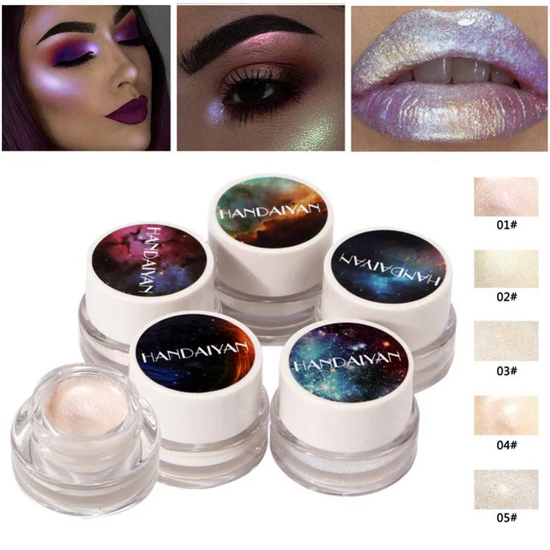 2018 New Handaiyan Brand Shimmer Highlighter Twarzy Rozjaśniają Kosmetyki Biały Niebieski Kolor Wodoodporny Konturowy Highlight Makeup