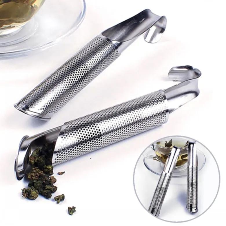 Rostfritt stål Tea Infuser Creative Pipe Design Metal Tea Silter för Mugg Fancy Filter för Puer Tea Herb Teas Tools Tillbehör