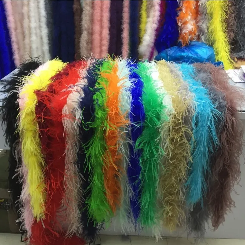 5 sztuk Lot 200cm Struś Strip Strip Wedding for Party Marabou Feather Boa Scarf Costume Strusi Pióro Paski