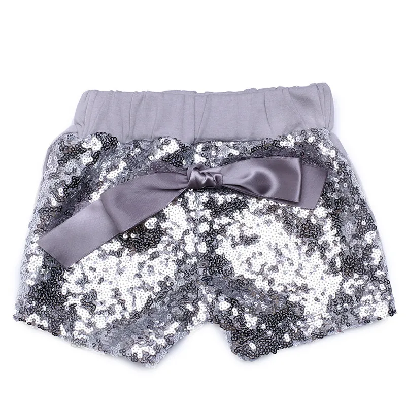 Baby flickor paljetter shorts byxor casual byxor mode spädbarn glitter bling dans butik båge prinsessan shorts barn kläder 14 färg till568