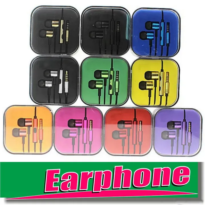 Renkli 3.5mm Metal Kulaklık Evrensel Kulaklık Gürültü Iptal Kulak Kulaklık Samsung Android Telefon Için