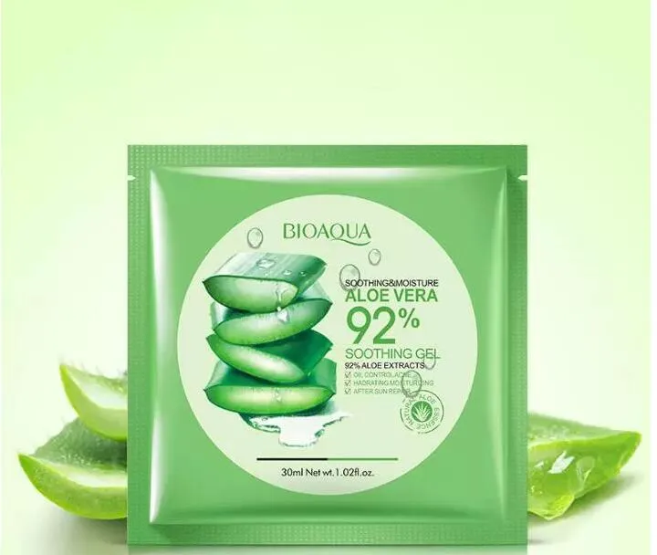 BioAqua Natural Aloe Vera Gel Face Mask Moisturizing Oil Control Wrapped Mask Shrink Pores Facial Mask Kosmetisk hudvård