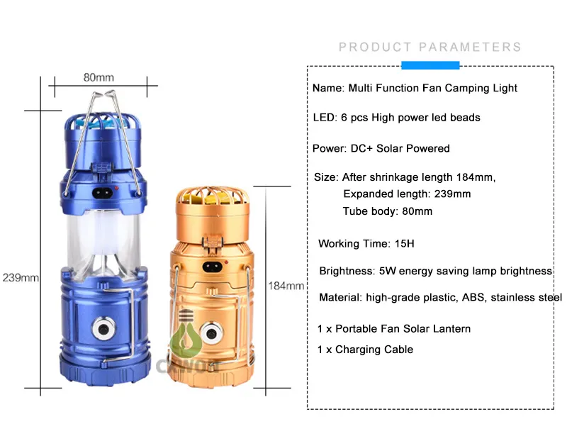 Portable Outdoor LED Camping Lantern Solar Light Camping en plein air Randonnée Super Bright Light pour l'éclairage extérieur et la banque d'alimentation du téléphone