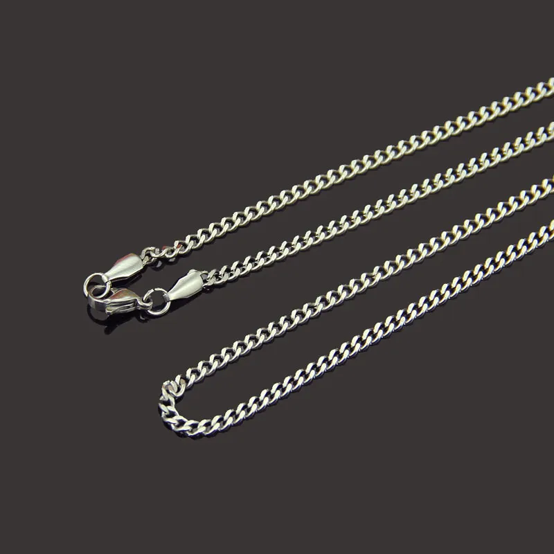 Collar de cadena de eslabones chapado en oro y plata de acero inoxidable de 3mm y 60cm para hombres y mujeres, colgante de Hip Hop, joyería