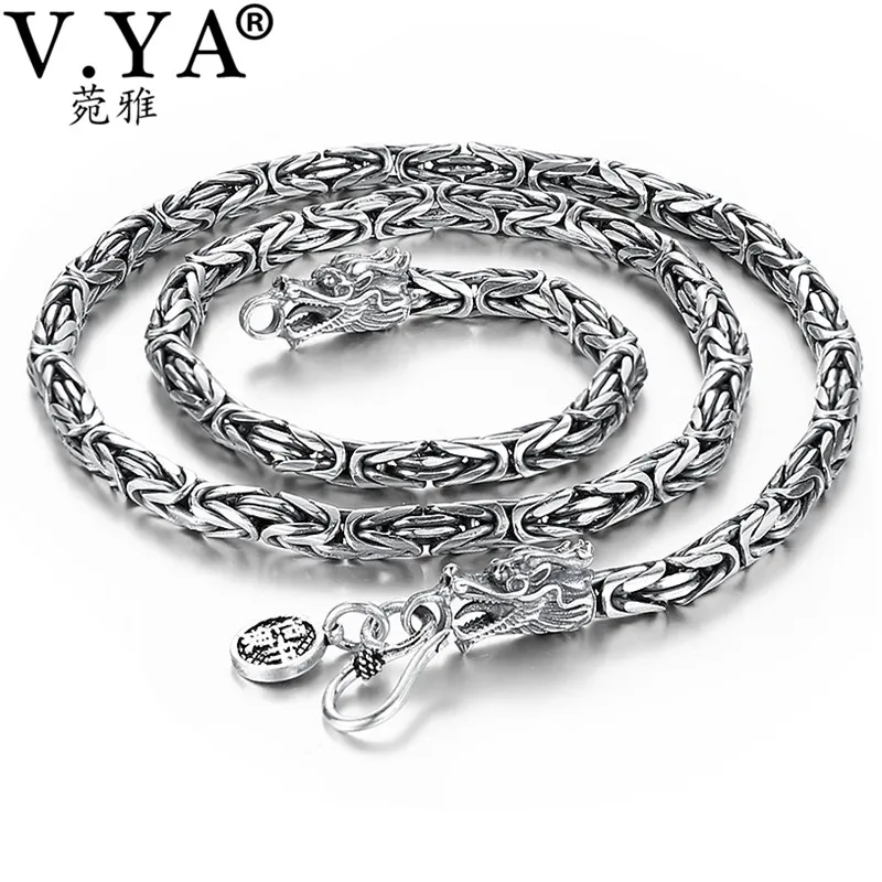 V.ya Punk Style Real Silver Men Chain 925 Sterling Silver Naszyjniki do Męskie Męskie 50 CM 55 CM 60cm