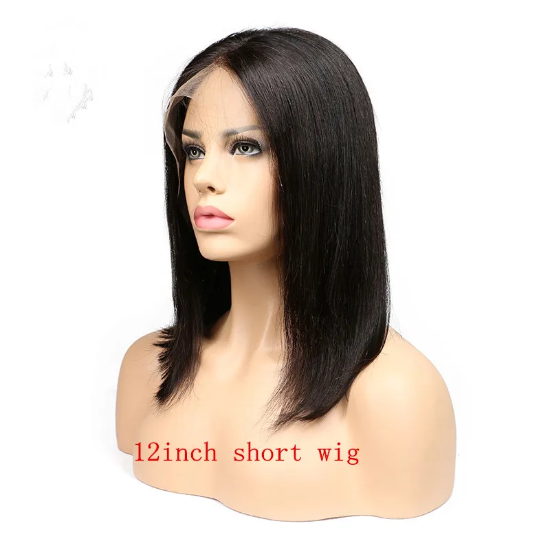 Full Lace Wig Bob Human Hair Wigs För Black Women Human Hair Lace Front Pärlor Natural Black 1B # 2 # 4 Brown BLEACHED KNOTS