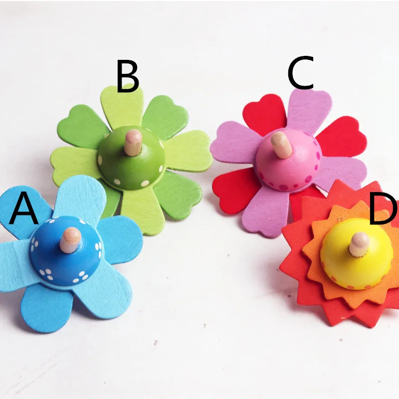 Kids Retro toys flower trottola di legno i Giocattoli il relax bambini gioco di gruppo funky colorato legno peg-top