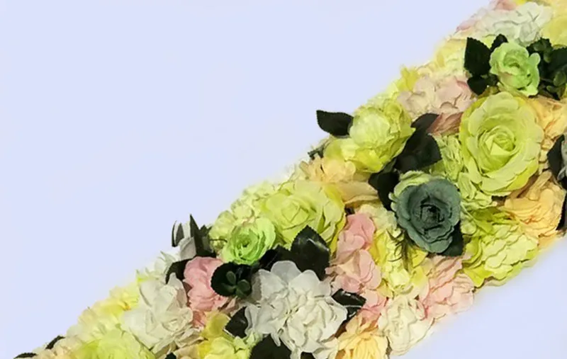 4 pièces / 1ml x25cm w / pièce belle rangée de fleurs pour pivilon, passerelle, étape, stand, décoration de mariage de table de table