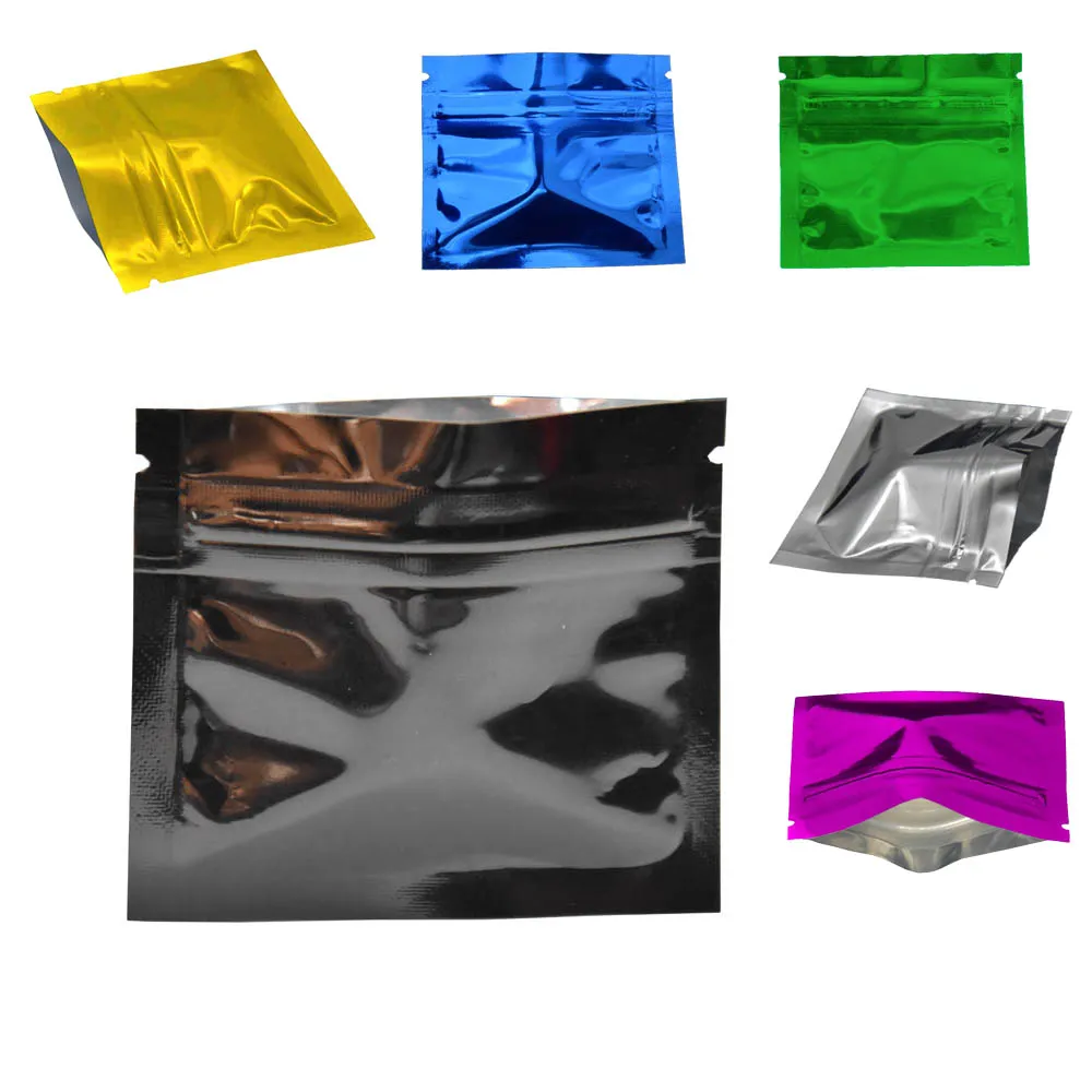 7.5 * 6.3cm Färgad Aluminiumfolie Förpackning Påse Matväska 200PC / Lot Grip Seal Kaffe Tea Värme Försegling Luktsäkerhet Zipper Zip Lock Mylar Väskor