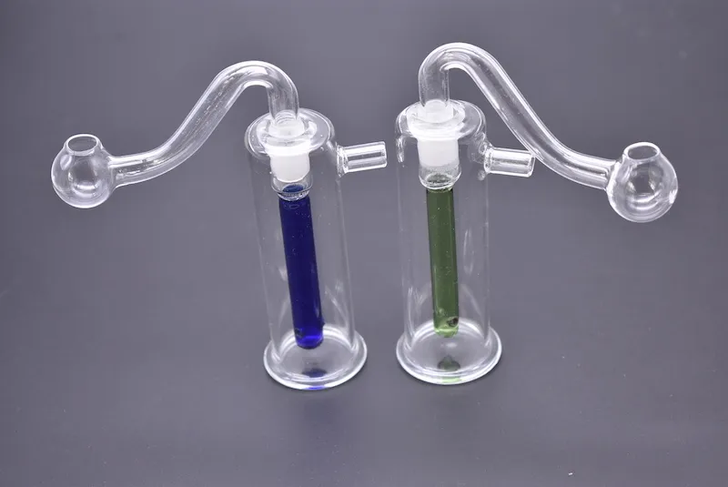 8cm Blue Green Cheap 10mm mini bong per olio in vetro bong in vetro per acqua con ciotola per olio downstem in vetro colorato da 10mm per fumare