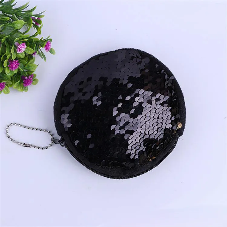 Hot Sale Double Sided Mermaid Sequins Small Purse Personlighet Cirkulär Noll Plånbok Bling Coin Purse