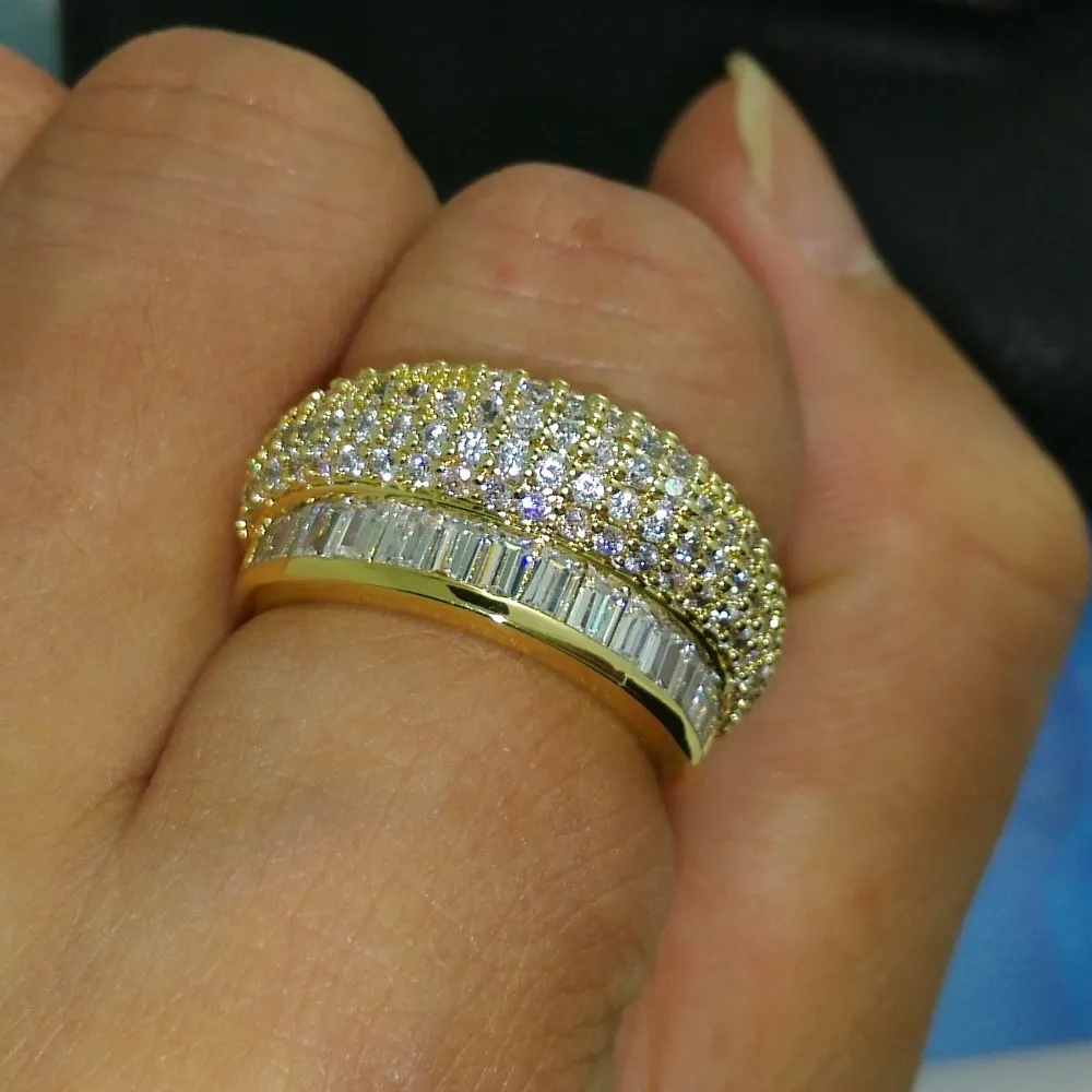Choucong – bijoux royaux en pierre de Zircon 5A, ensemble de bagues de fête remplies d'or 10kt, cadeau taille 6-9
