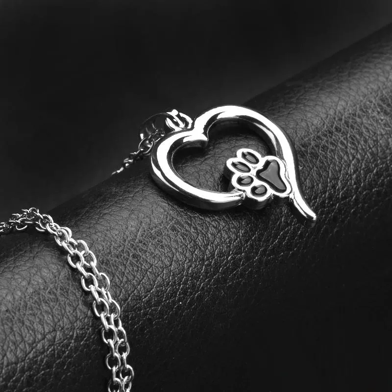 Huisdier Memorial Sieraden Altijd in My Heart Dog Cat Foot Pet Paw Print Heart Pet Minnaar Hanger Ketting Animal Keepsake Charms