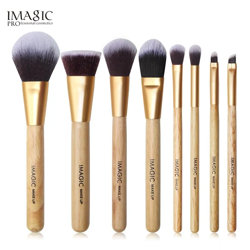 Imagek ​​make up borstar 8 st Borstuppsättning Kit Professionell naturborstar Skönhet Essentials Makeup Brushes With Bag