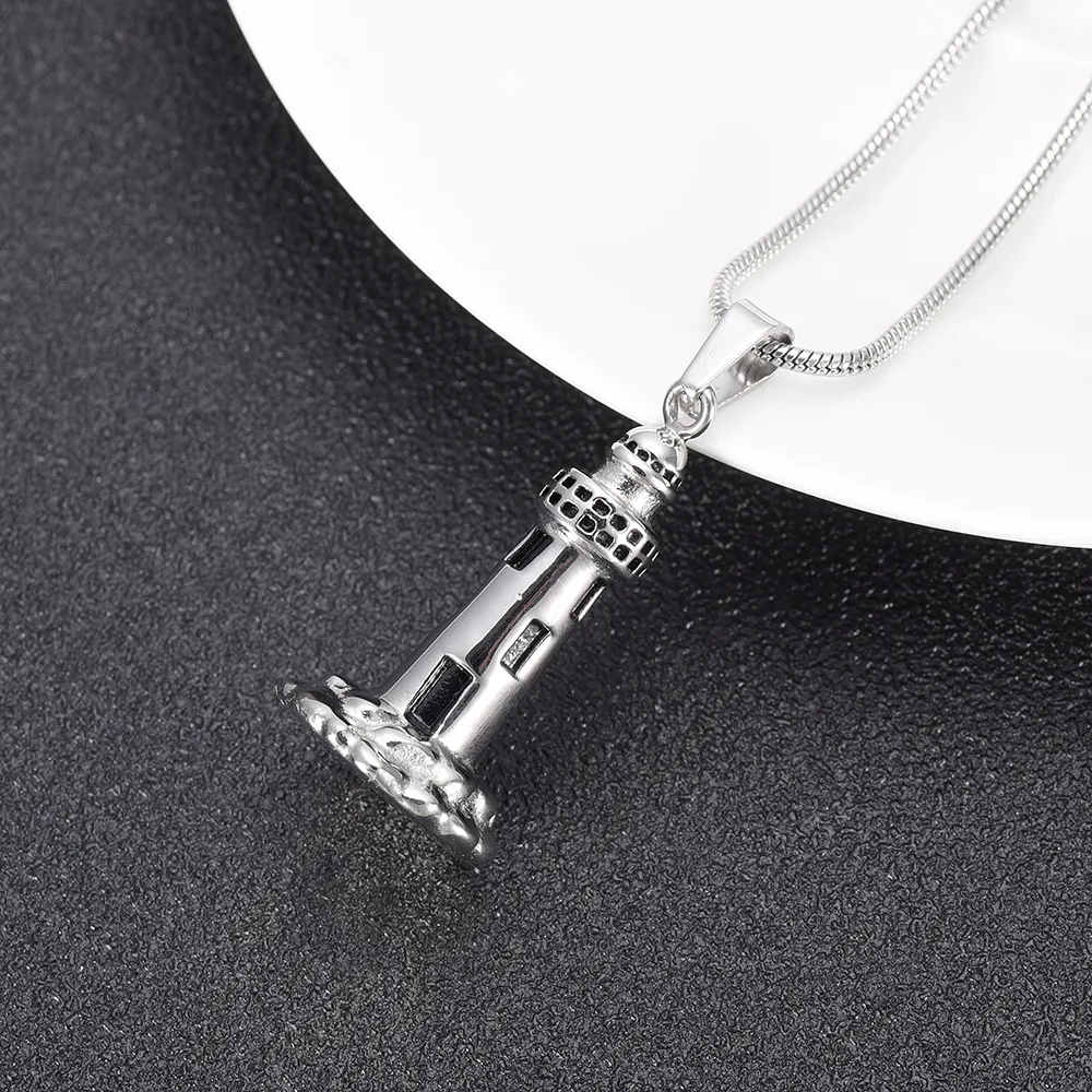 IJD10012 The Lighthouse Cremation ashes turned into jewelry Stainless Steel Men Keepsake Memorial Urn Pendant For man8796571