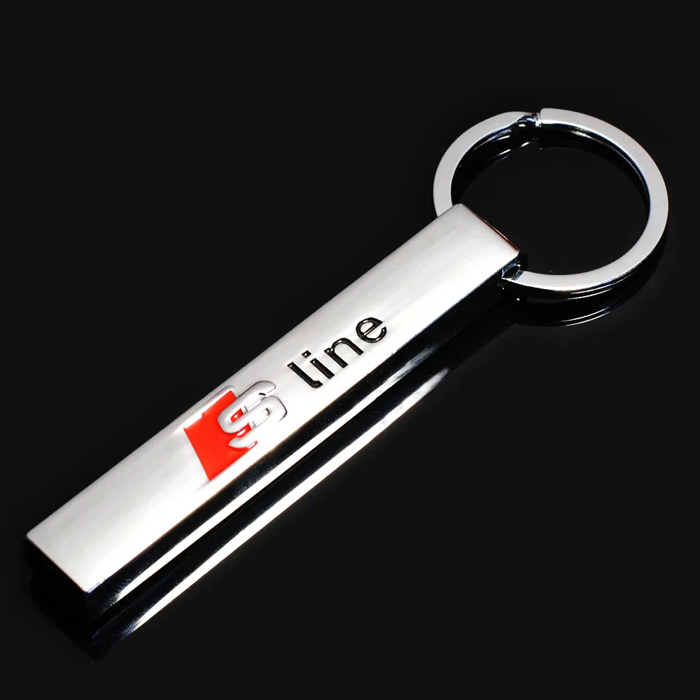 Metall S line Auto Schlüsselanhänger Ring Fob Auto Schlüsselanhänger für Audi Sline RS Logo Schlüsselanhänger A3 A4 A6 A7 A8 TT RS Q5 Q7 Auto Styling