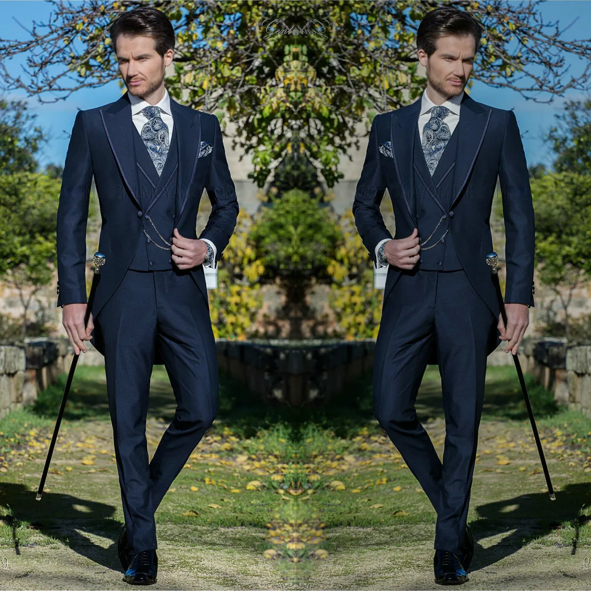 Design Custom Mens Garnitury Trzy Kawałki Formalne Tuxedos Slim Fit Business Groom Suit Set Do Weddings Party Business Wear