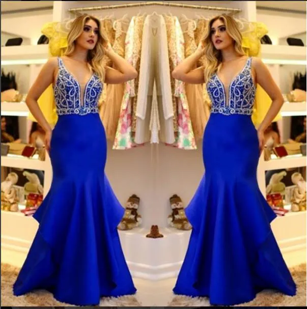 African Custom Royal Blue Mermaid Prom Dresses Long Cheap Rhinestones 2019 New Elegant Evening Formal Special Occasion Brides Dresses From 118 85 DHgate