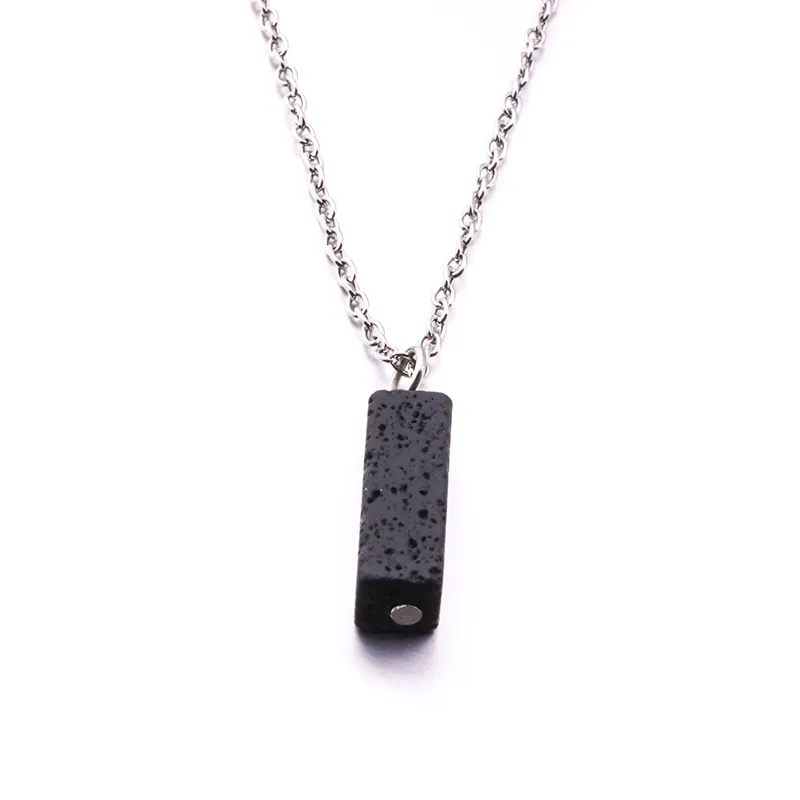 Argent plaqué or coeur d'amour noir pierre de lave perle diffuseur collier aromathérapie huile essentielle diffuseur collier pour femmes bijoux