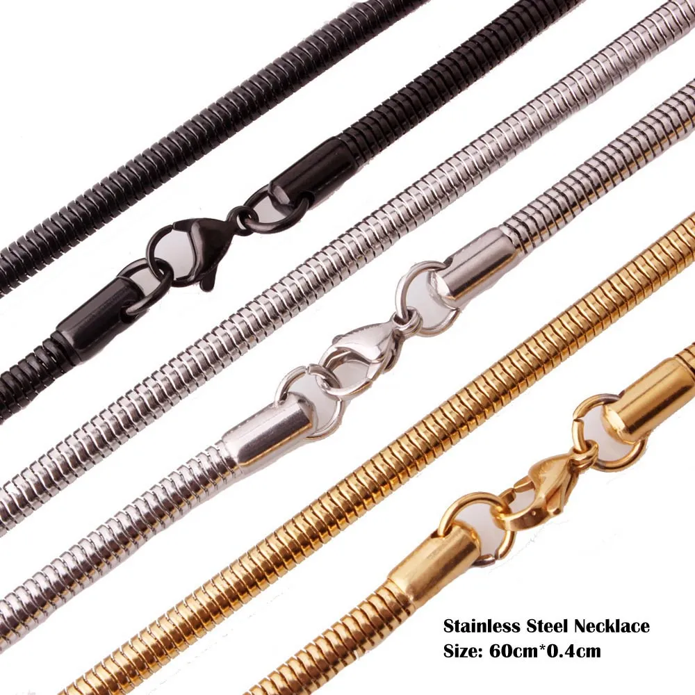 316L Rostfritt stål Mäns och Kvinnors Fashion Halsband Högpolerad Unisex Snake Chain Bone Link 3 Färg 60cm * 0,4cm