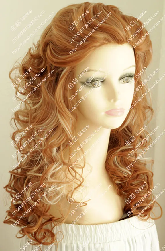 2018 new wig Strawberry Blonde Fluffy curly hair wave of fashionable women wig