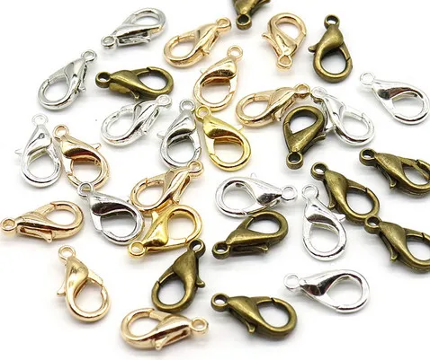 1000pcs/lot Jewelry Findings Lobster Clasps Hooks Gold/Silver/Bronze For Jewelry Making Necklace Bracelet Chain DIY 14mm