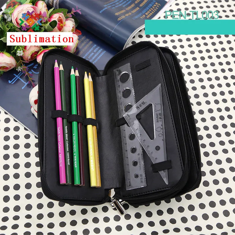 Pencil case tas voor sublimatie potlood tassen met kleine twee lagen voor thermische overdracht met rits groothandel persoonlijkheid creatieve DIY