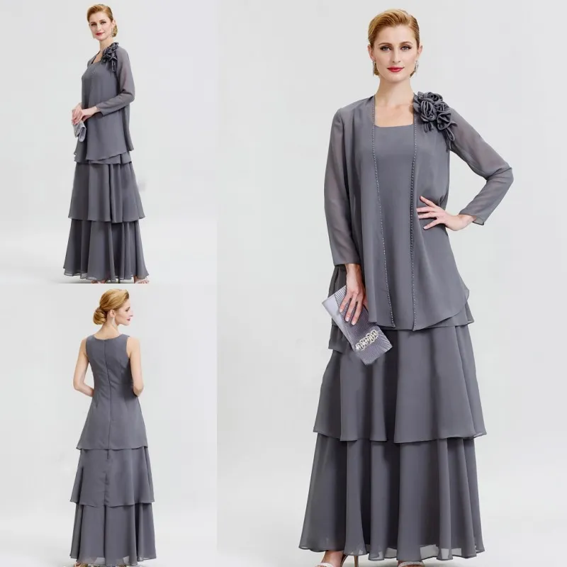 Grey Tea Length Mother Of The Bride Dress With... From Dressvip, $99.02 |  DHgate.Com