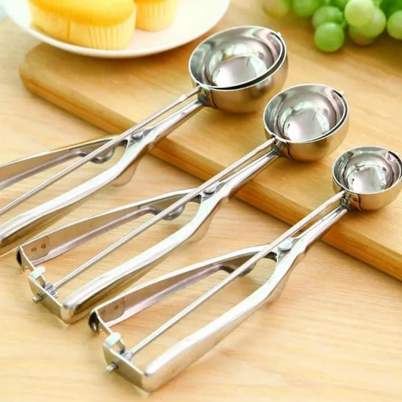 Stainless steel ice cream scoops home metal fruit spoon cookies spoon ball maker cooking tool LX3383