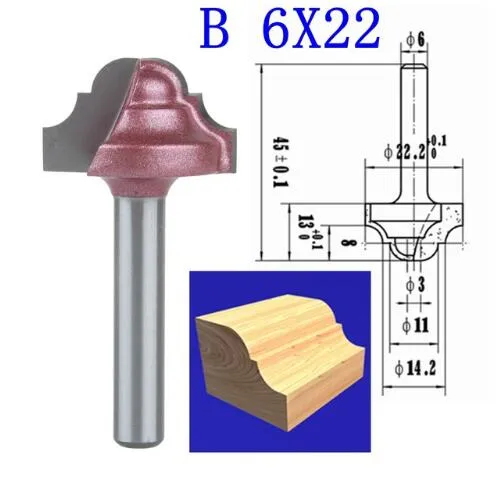 1 قطع b 6 * 22 ملليمتر (عرقوب * عرض شفرة) 3d الدانتيل النجارة cnc آلة الحفر طحن سكين ، الخشب القاطع بت التوجيه